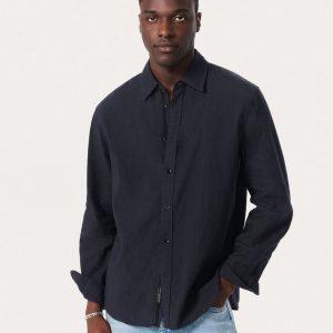Finch Linen-Blend Shirt - Black